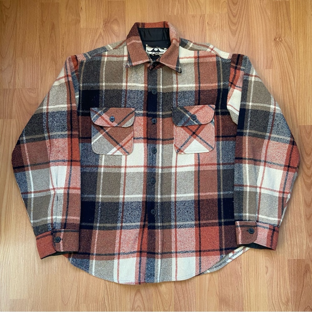 Vintage Men’s Heavy Plaid Wool Coat Size XL